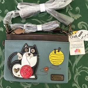 New Chala Crossbody with Cat and yarn embroidery purse clutch handbag Vegan